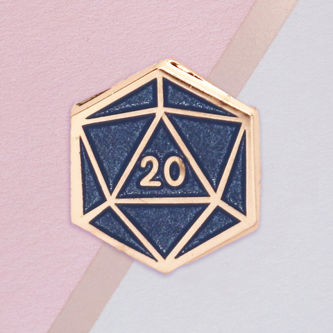 Blue Dice D20 Mini Pin