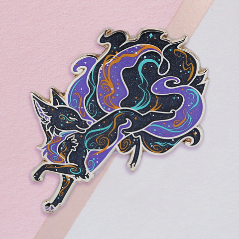 Celestial Kitsune Fox Enamel Pin