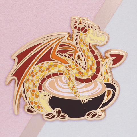 Coffee Dragon Enamel Pin