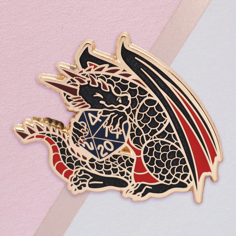 Dice Dragon Enamel Pin