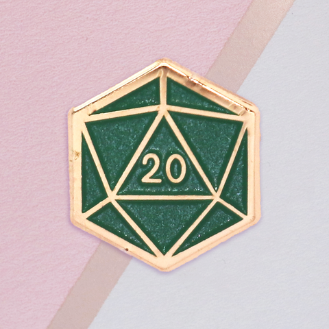 Green Dice D20 Mini Pin