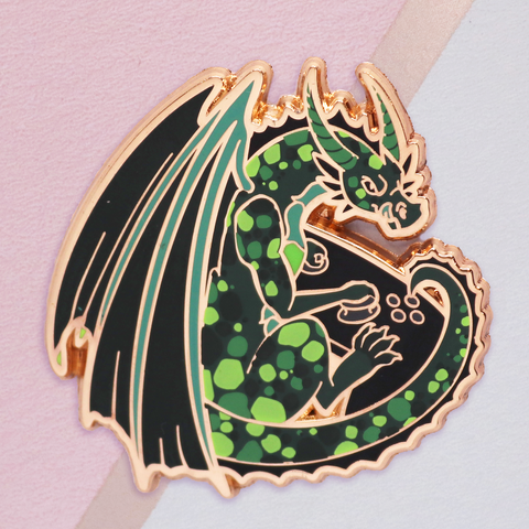 Green Gamer Dragon Enamel Pin