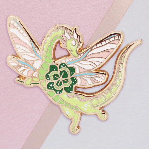 Luck Clover Dragon Enamel Pin