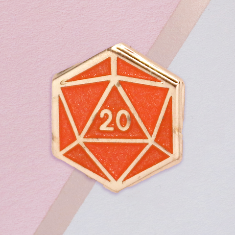 Orange Dice D20 Mini Pin