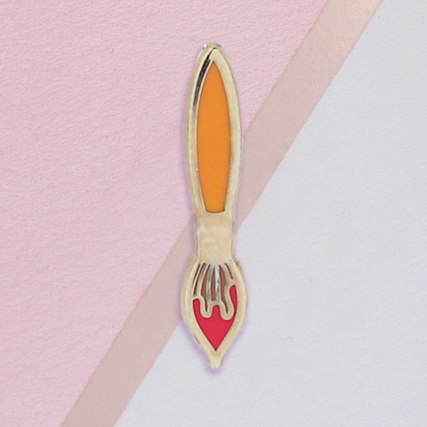 Orange Paintbrush Mini Pin