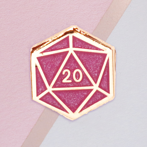 Pink Dice D20 Mini Pin