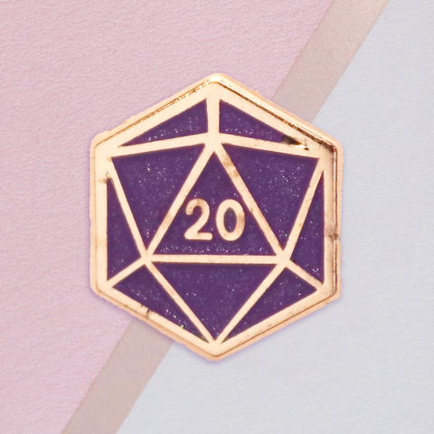 Purple Dice D20 Mini Pin