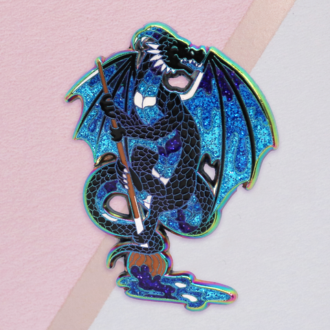 Blue Brush Dragon Enamel Pin - LIMITED EDITION