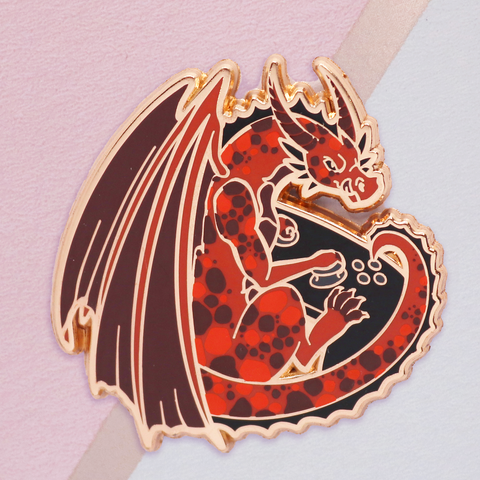 Red Gamer Dragon Enamel Pin