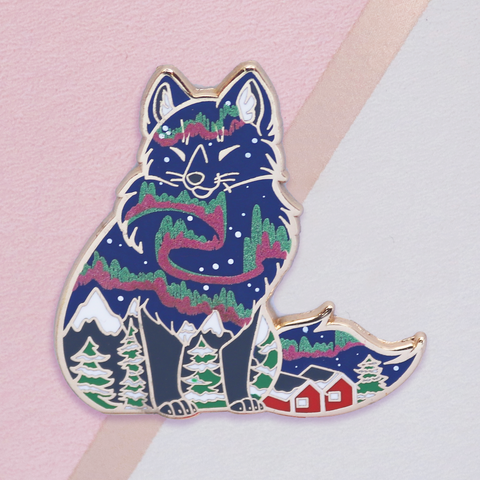 Winter Fox Enamel Pin