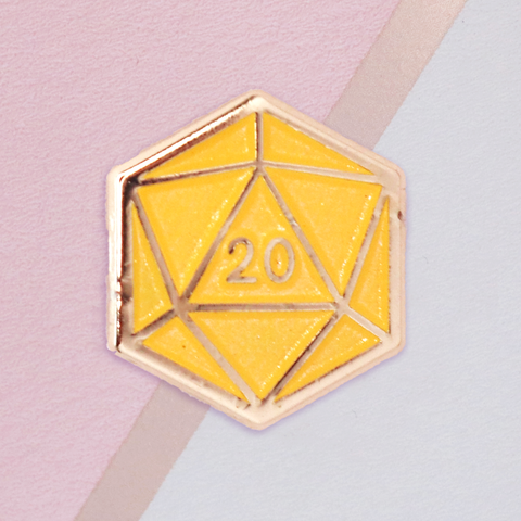 Yellow Dice D20 Mini Pin